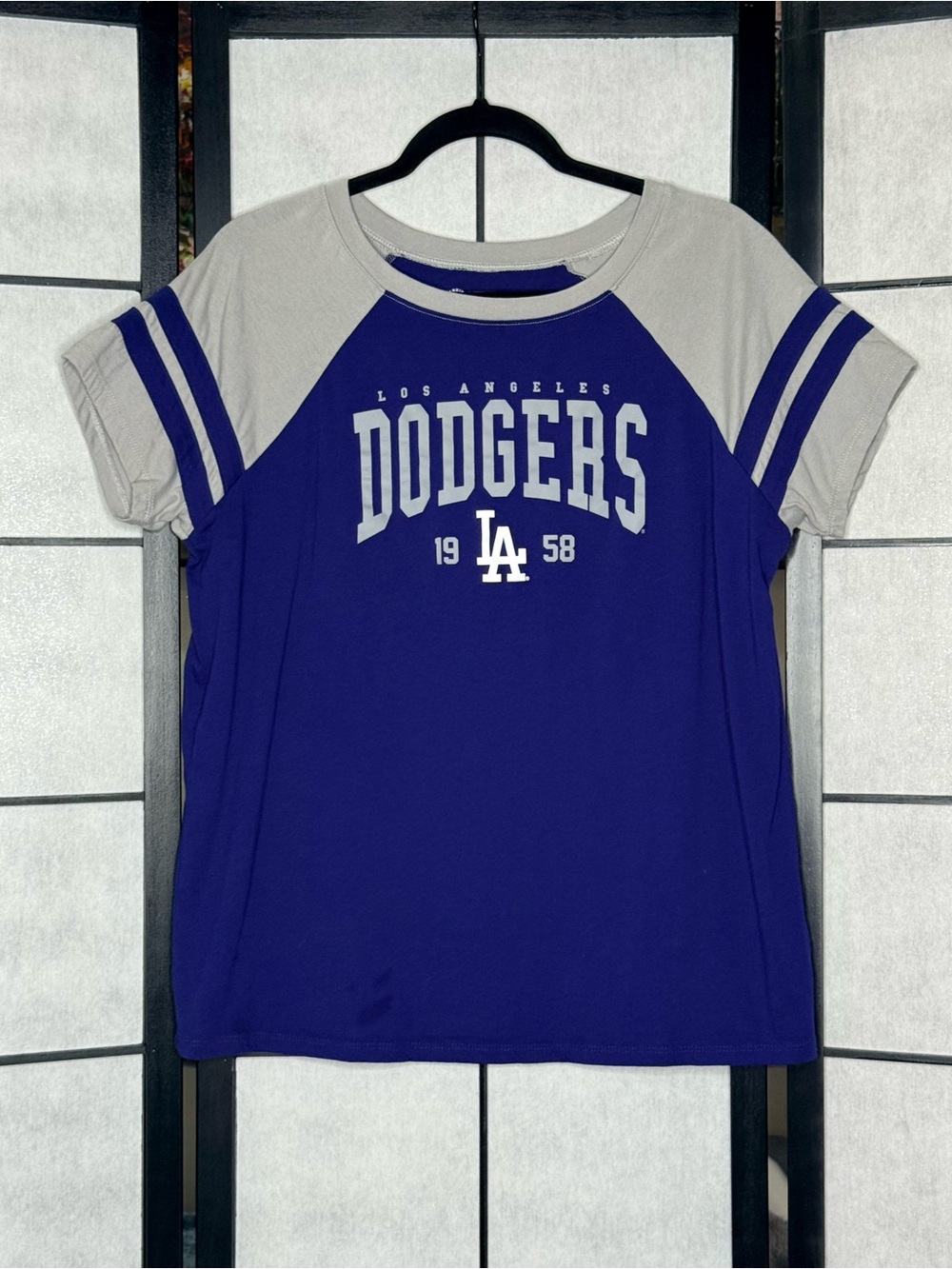 Torrid New Era Los Angeles Dodgers Blue Gray Raglan Tee Women’s Size 00 (10 M/L)